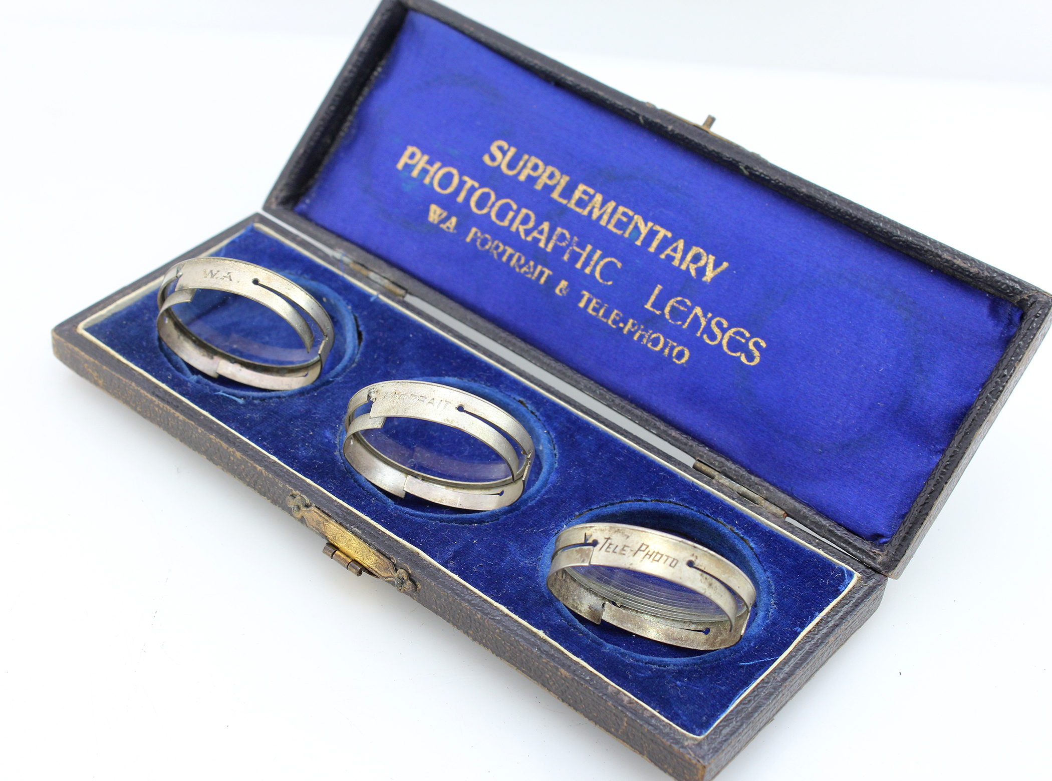 A Nice Set Of 3 Vintage A36 Push Fit Supplementary Lenses, Original Case