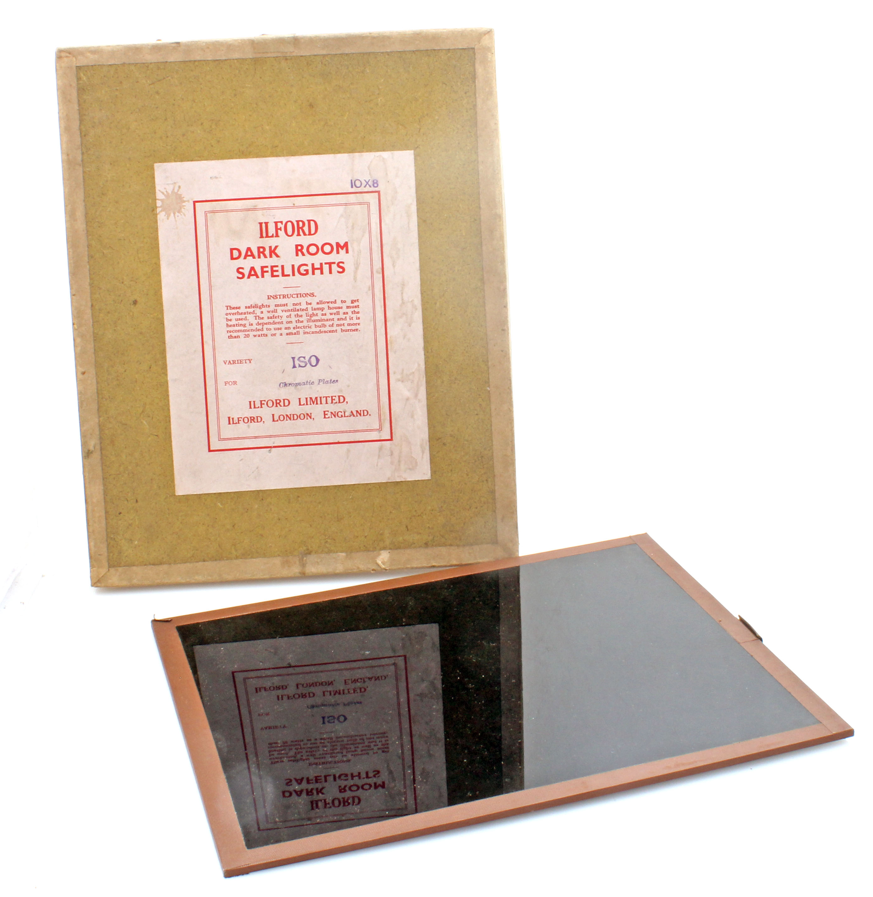 Vintage Ilford Darkroom Safelight 10x8" Filter 'ISO' Chromatic Plate type