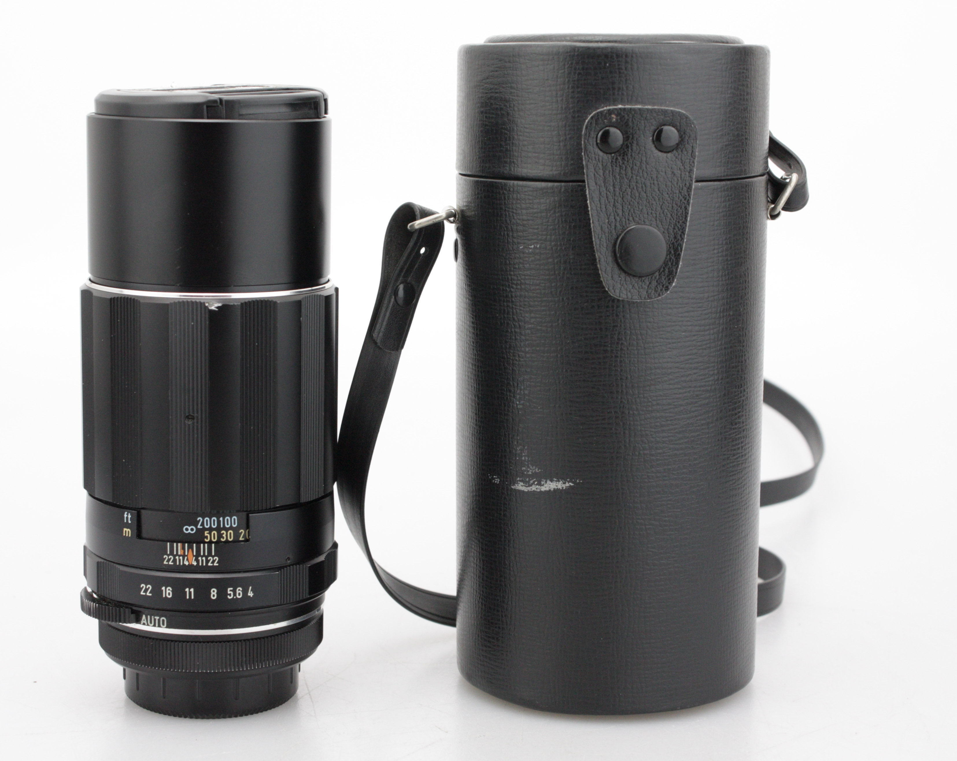 Pentax SMC 200mm f/4 Telephoto Prime Lens, w/ Leather Case & Metal Lens Hood - Pentax Screw Mount M42