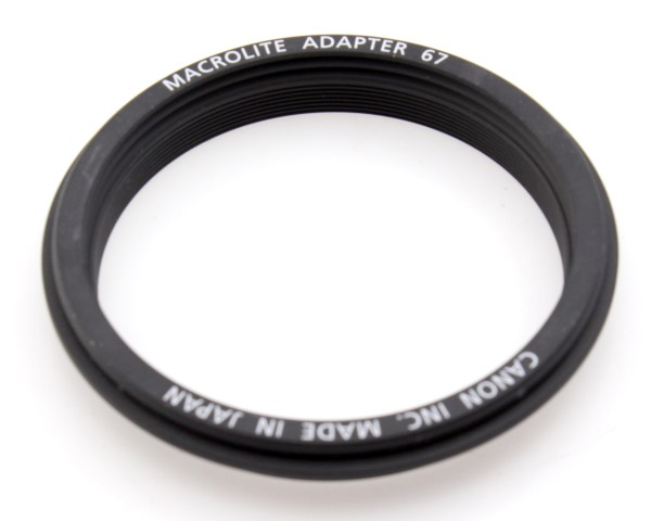 Canon Macrolite adapter 67 for MR-14EXII MT-24EX on EF 100mm F/2.8 L IS