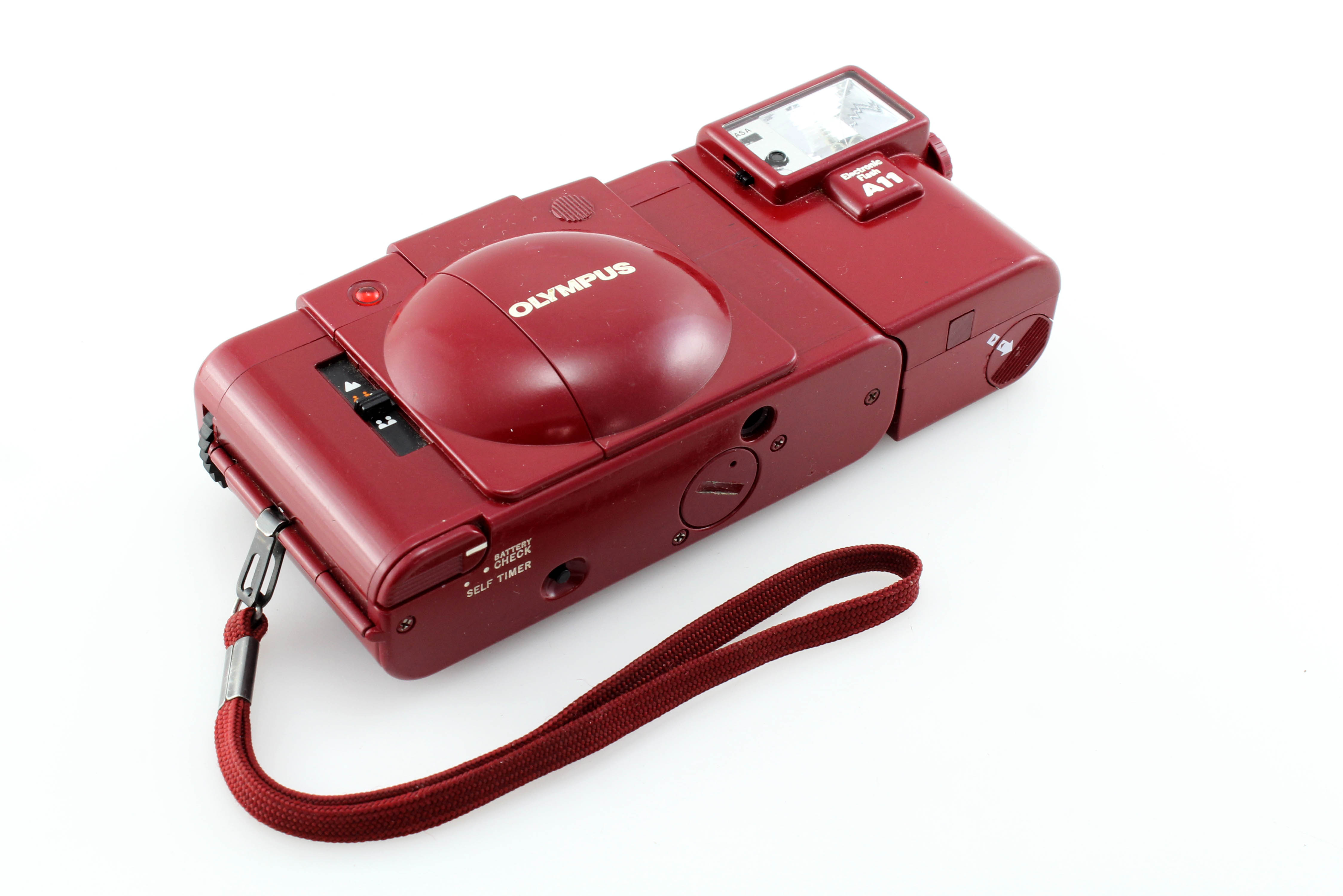 Olympus XA2 Rare Red 35mm Camera w/ A11 Flash – faulty shutter