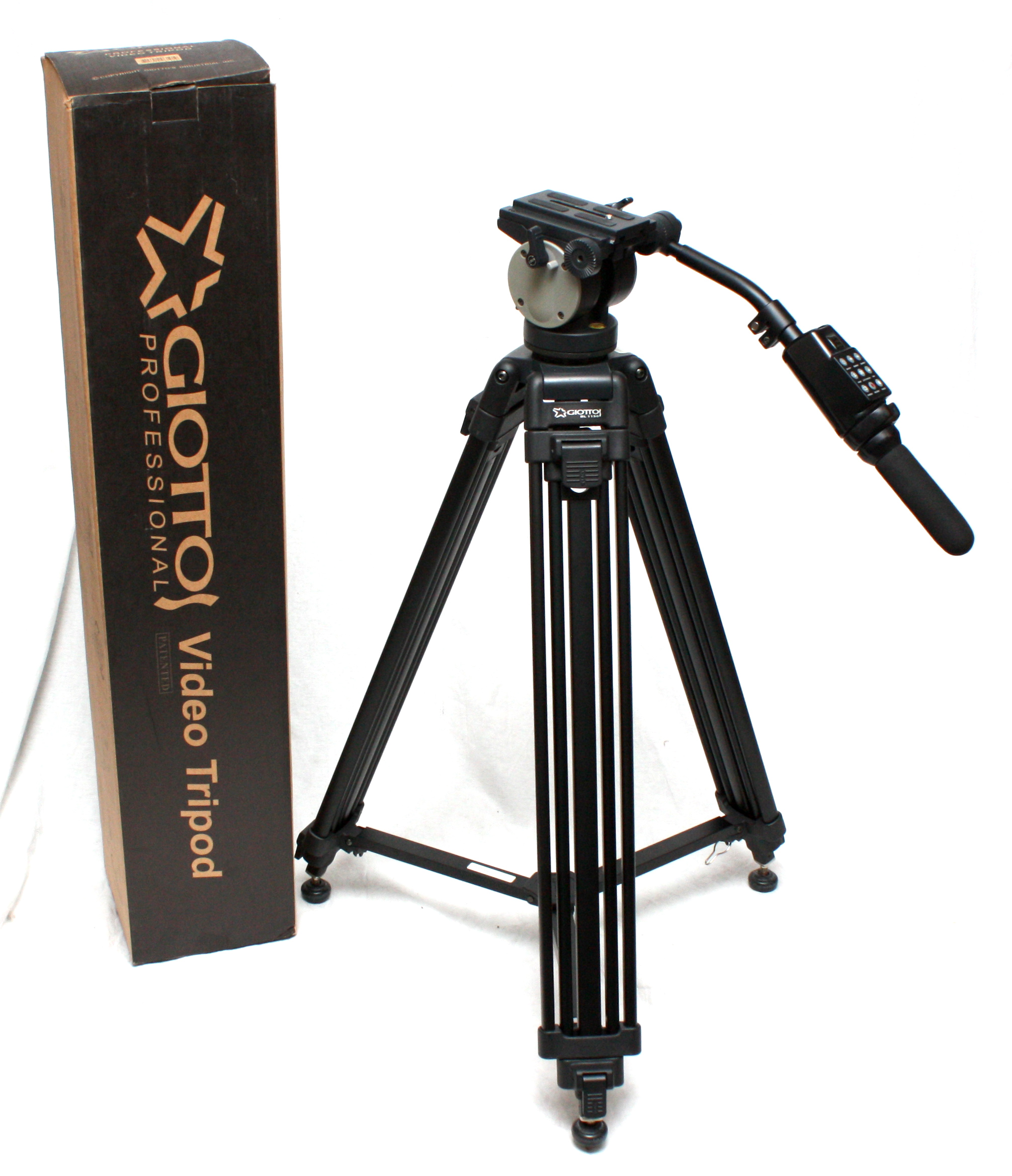Boxed Giottos BL 1150 Video Tripod w/ fluid Pan Tilt levelling ball head & Benro zoom remote controller