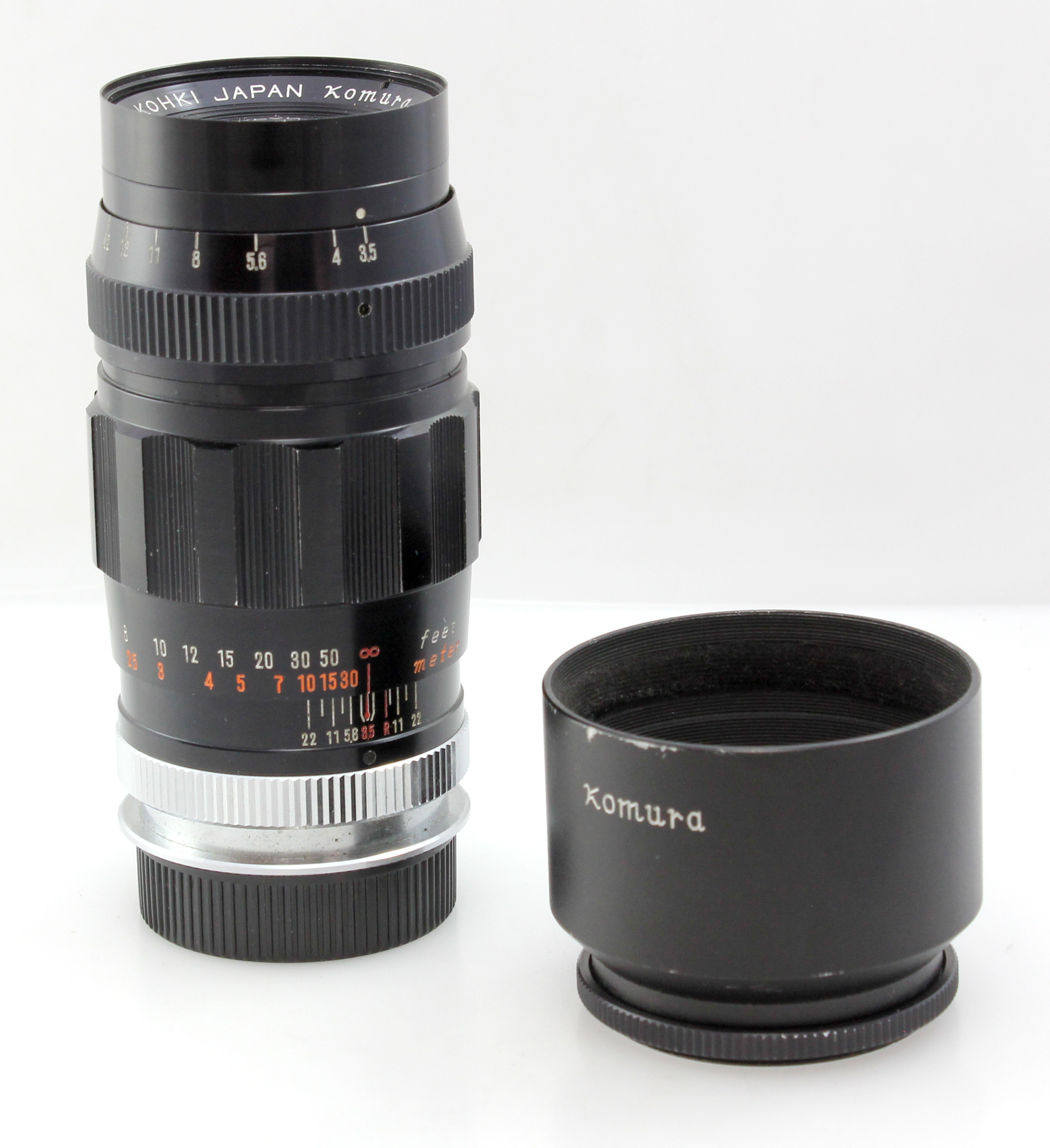 Sankyo Kohki Komura 105mm f/3.5 Prime telephoto Lens - 39mm Leica Screw Mount W/ Hood