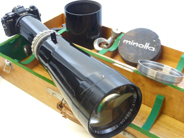 Early Minolta Tele-Rokkor TD 60cm 600mm f/5.6 Prime Lens +wood case
