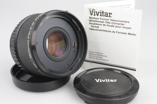 Vivitar MC 2X Converter for Hasselblad V +Caps & Instructions