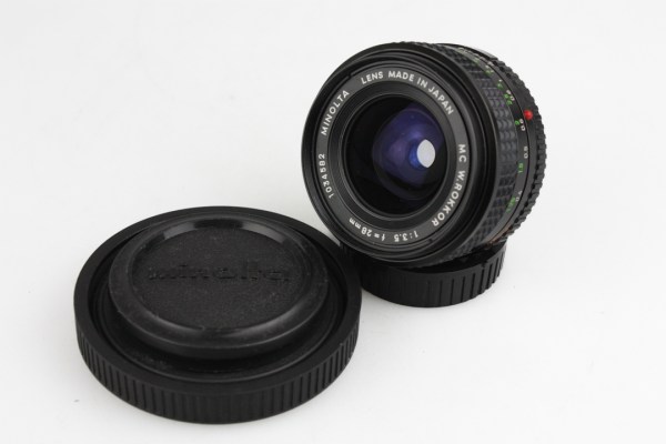 Minolta 28mm F3.5 MD Lens  with hood - MD fit mount - Excellent condition