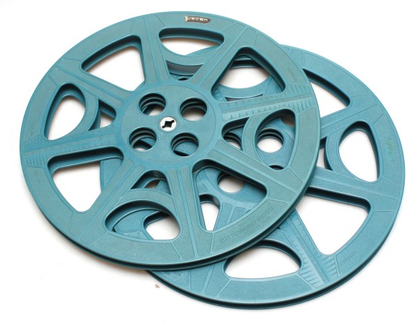 2x 1600 FT 16mm Empty Plastic Film Reels - Tuscan Blues