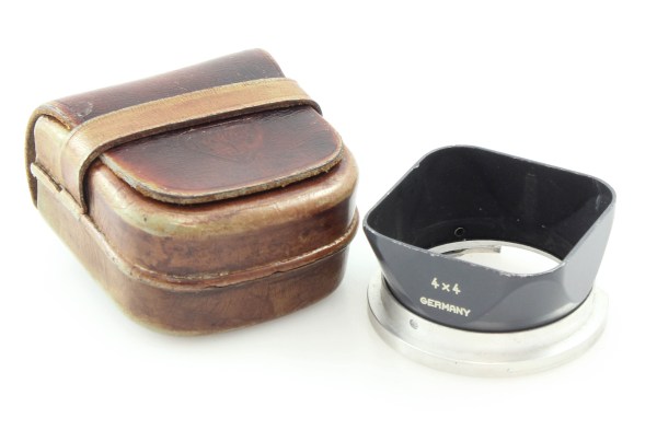 Genuine Rolleiflex Grey Metal Lens Hood & Case for Rollei Baby Grey 4x4 TLR camera