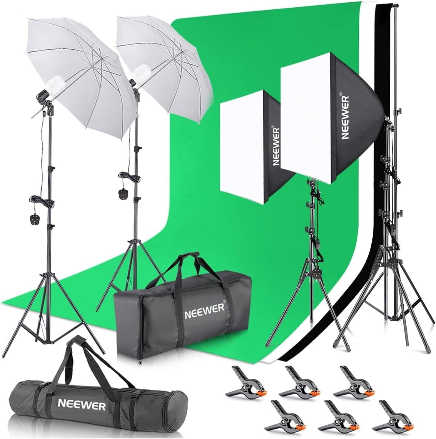 Neewer 2.6m x 3m Background Support Kit - 800W Umbrellas Softbox Lighting Kit
