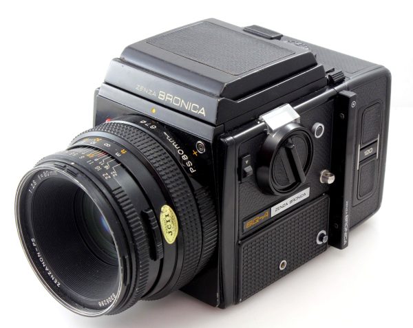 Bronica SQ-A 6x6 120 Film Camera, w/ 80mm f/2.8 Zenzanon-PS Lens, Waist Level Finder