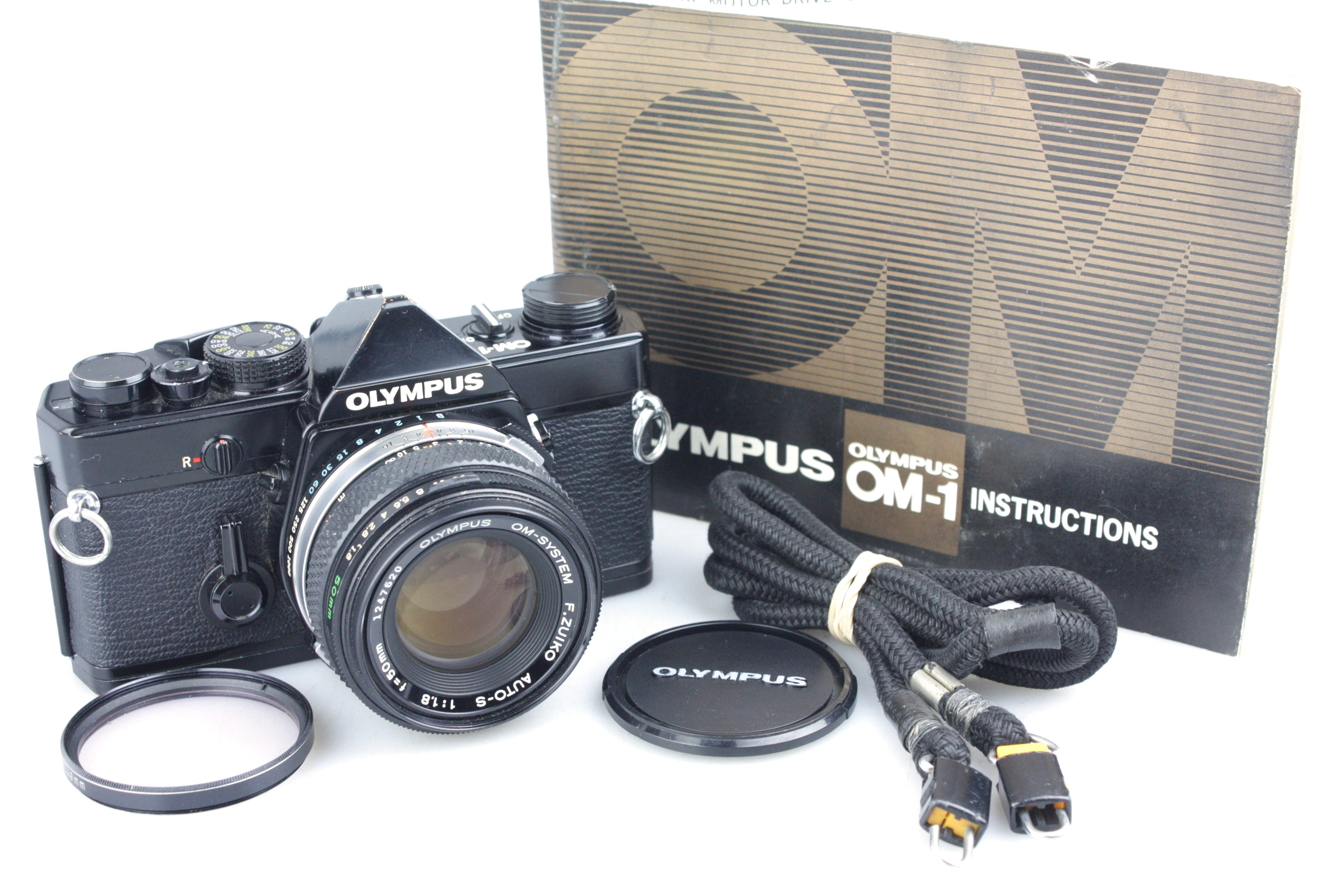 Olympus OM-1n (Black) 35mm SLR Film Camera, with 50mm f/1.8 Zuiko Prime Lens