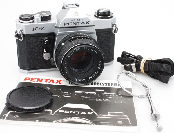 Pentax KM 35mm Film SLR Camera, with SMC 55mm f/1.8 Prime Lens