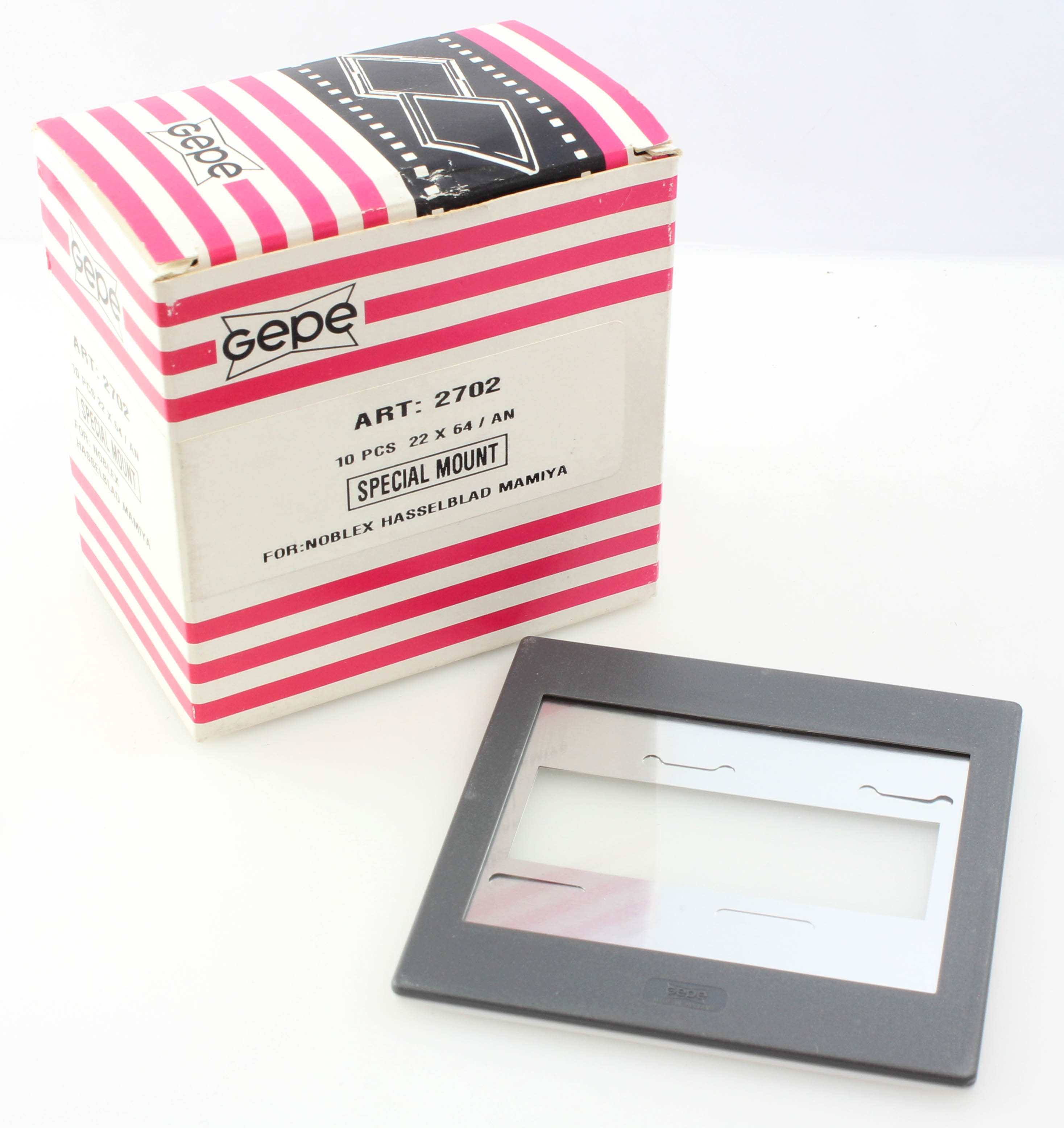 GePe 10 Special Slide Mounts AN Glass 22x64mm Art. 2702 for Hasselblad Xpan