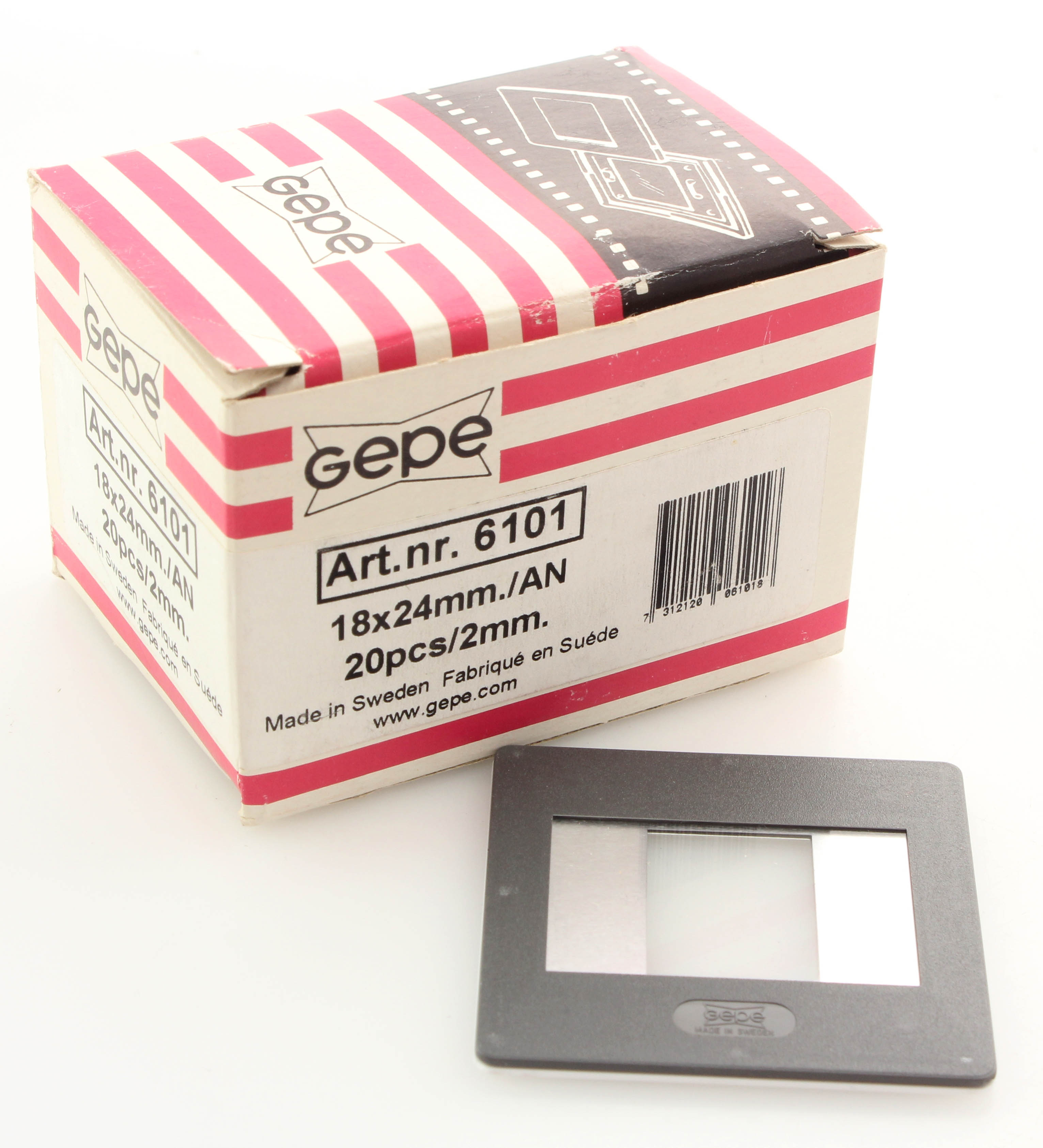 GePe 20 Slide Mounts AN Glass 18x24mm (2mm Thick) Art. 6101