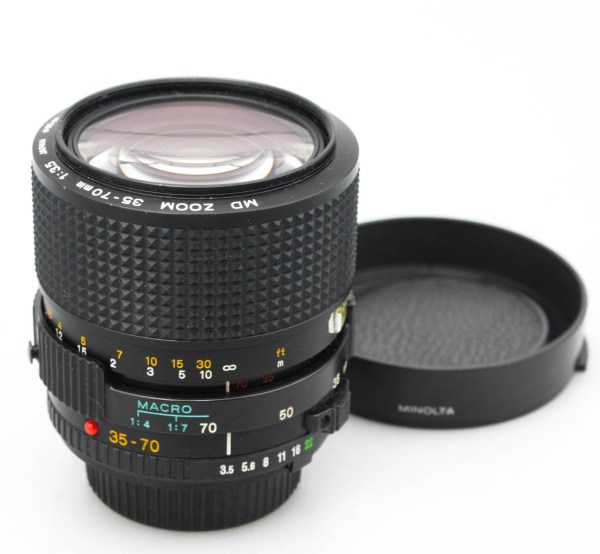 Minolta Rokkor 35-70mm f/3.5 Zoom Lens with Hood -MD Mount