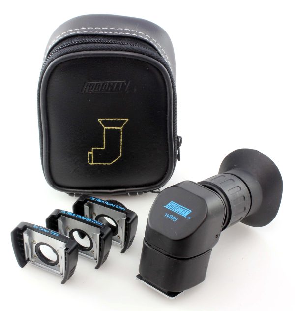Hoodman H-RAV Universal Right Angle Finder with adapters for Canon and Nikon  - Cased