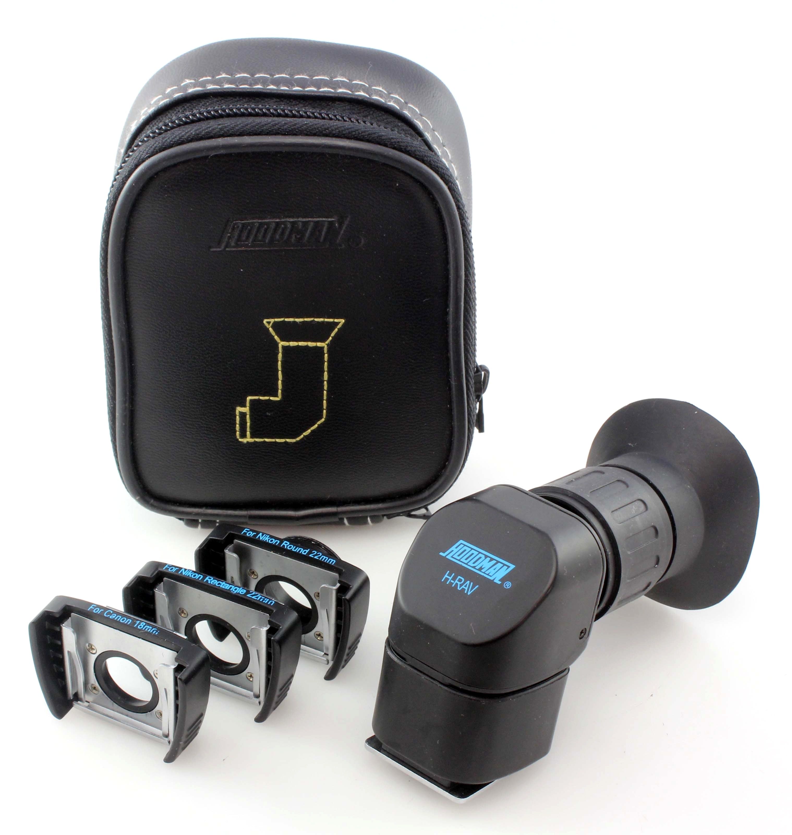 Hoodman H-RAV Universal Right Angle Finder with adapters for Canon and Nikon - Cased