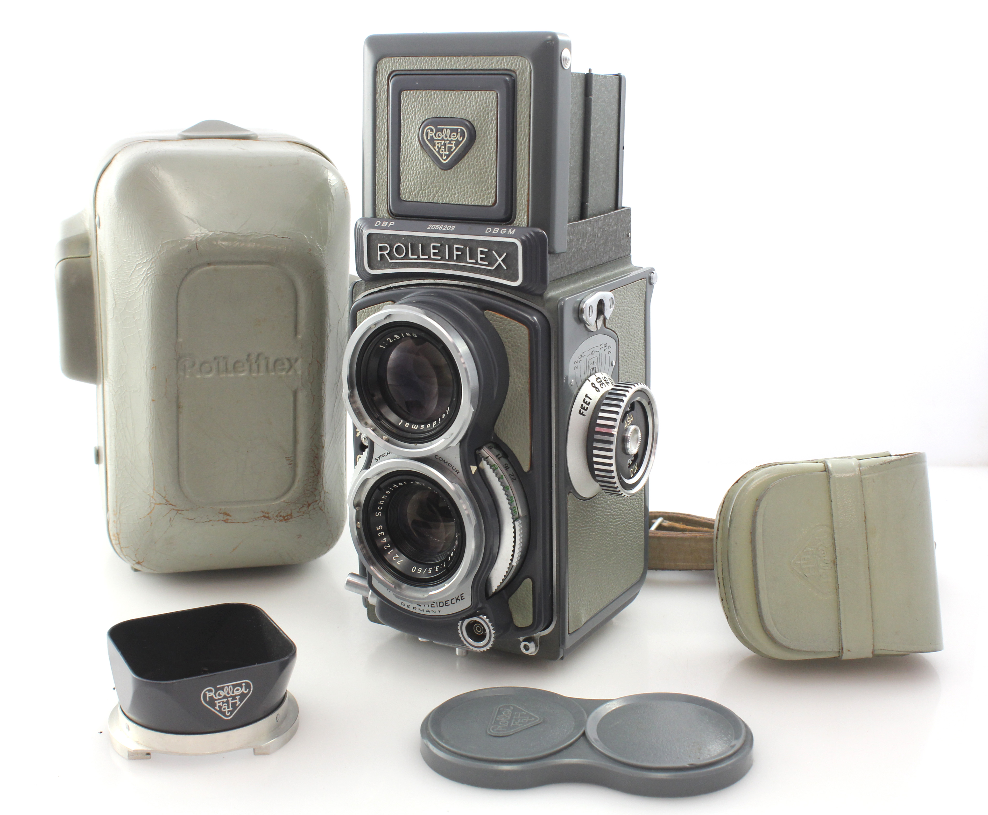 Rolleiflex Grey Baby 4x4 TLR Camera for 127 Film. With Hood, Cap and Case