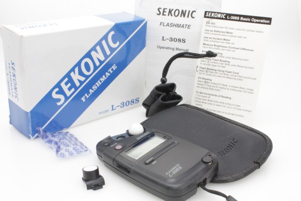 Boxed Sekonic L-308S Flashmate Light Meter, Soft case & Lumidisc