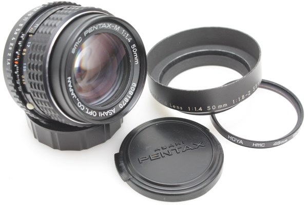 SMC Pentax-M 50mm f/1.4 Lens & Hood + Filter - PK Mount