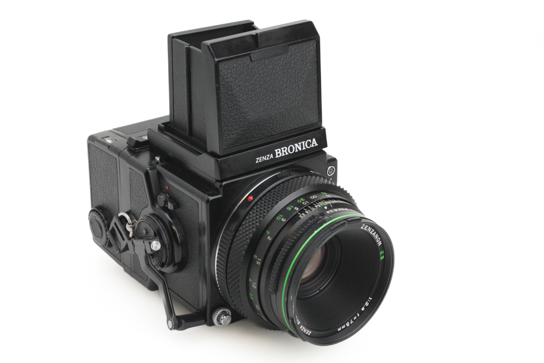 Bronica ETRS 6x4.5 Medium Format Camera, 75mm f/2.8 Lens, WLF & Strap