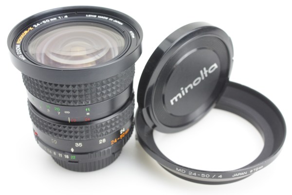 Minolta MD Zoom Rokkor-X 24-50mm f/4 Lens, Caps Hood & C/U filter