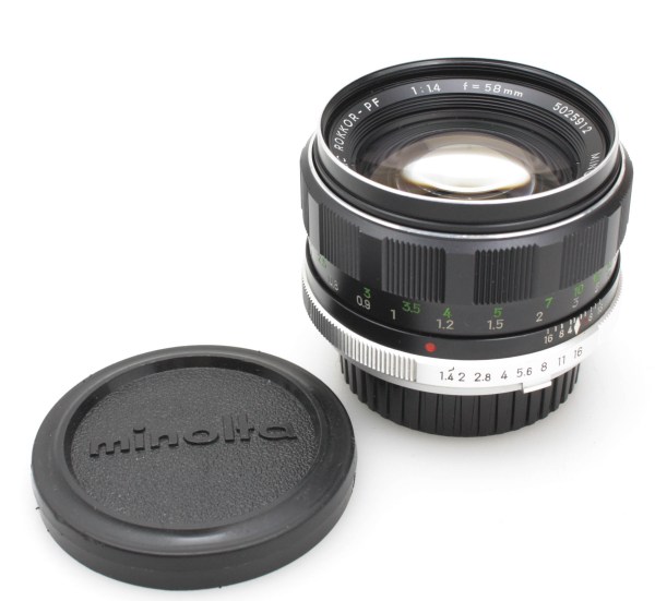 Minolta 58mm f/1.4 MC Rokkor-PF Fast Prime Lens, with Caps - Minolta SR / MD Mount