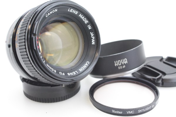 Canon 50mm f/1.4 S.S.C. Lens & Caps + Hood - Canon FD Mount