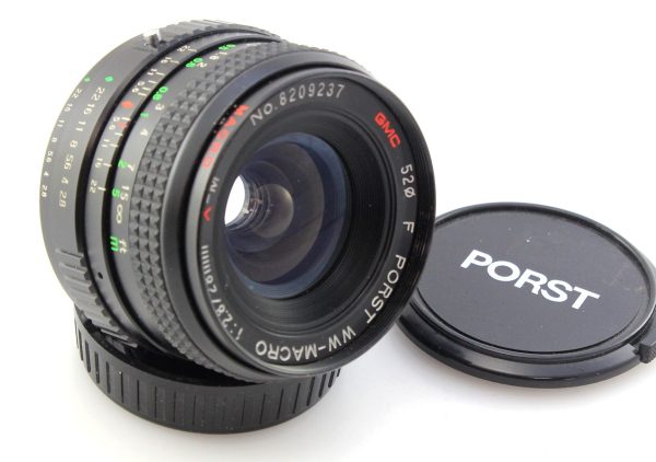 Porst WW-Macro 28mm lens for Fujica X mount film cameras - AX etc