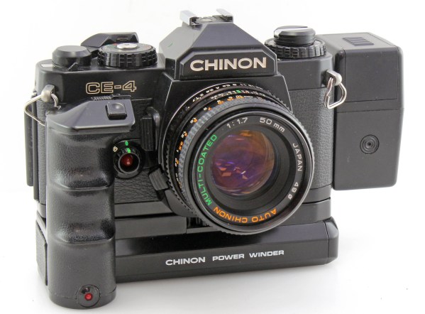 Chinon CE-4 35mm SLR Film Camera + 50mm f1.7 + Power Winder + Data Info Back DB-010