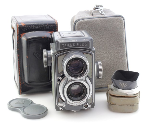 Rolleiflex Grey Baby 4x4 TLR Camera for 127 Film w/ Hood, Cap & Cases - Great Condition