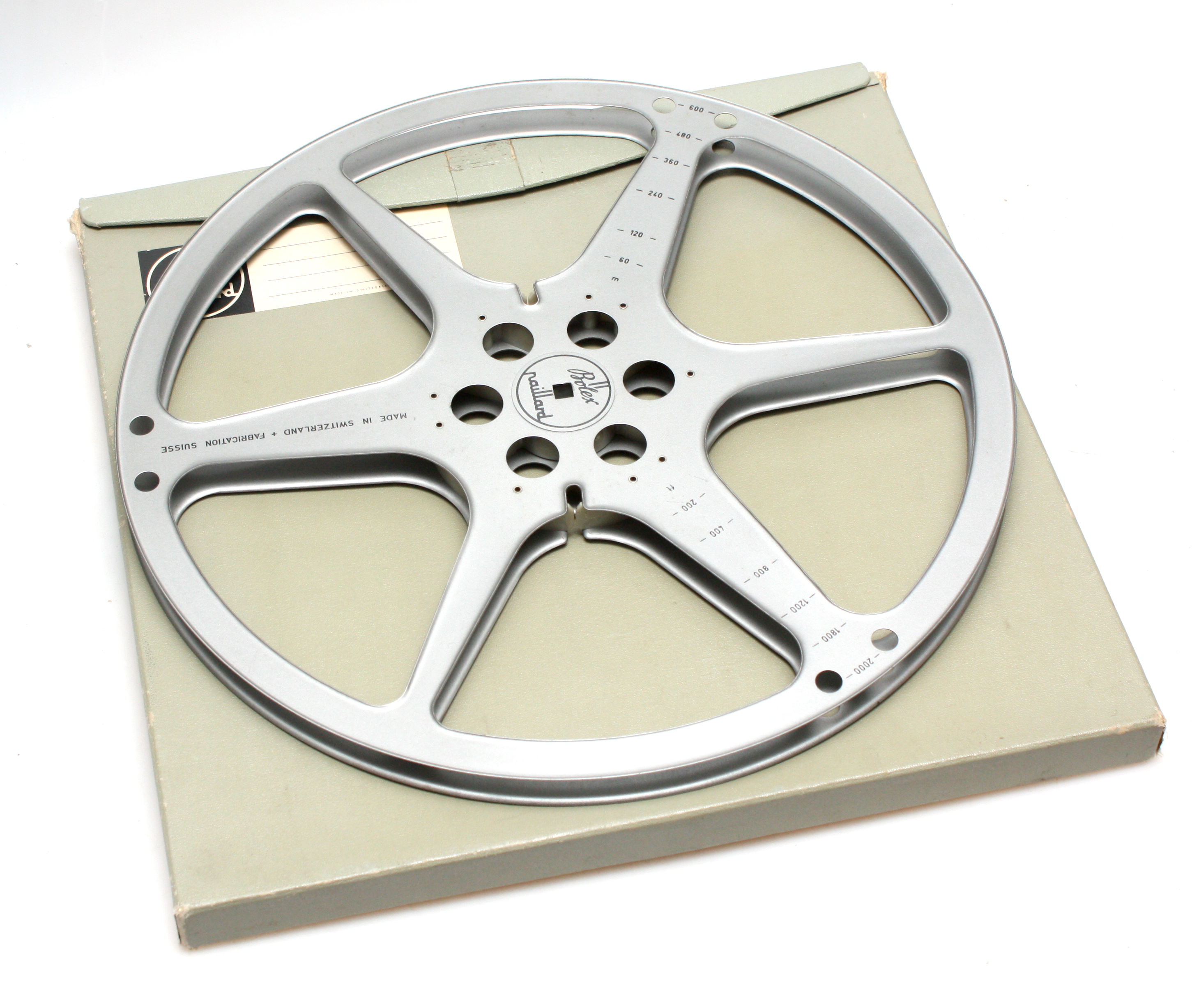 Bolex Paillard 600m (2000ft) Metal Reels for 16mm Movie Film - Cased Excellent Condition