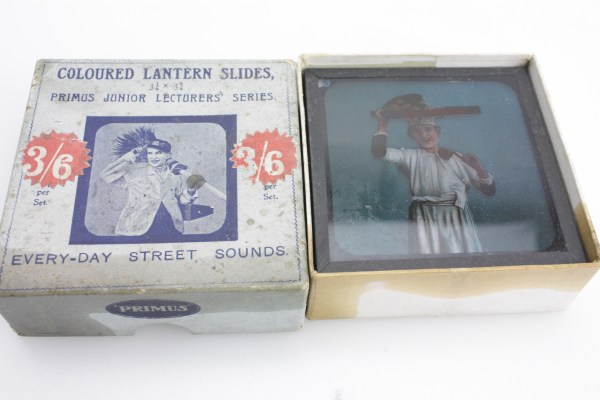 8x Boxed Coloured Lantern Slides 'Every-Day Street Sounds' No.609