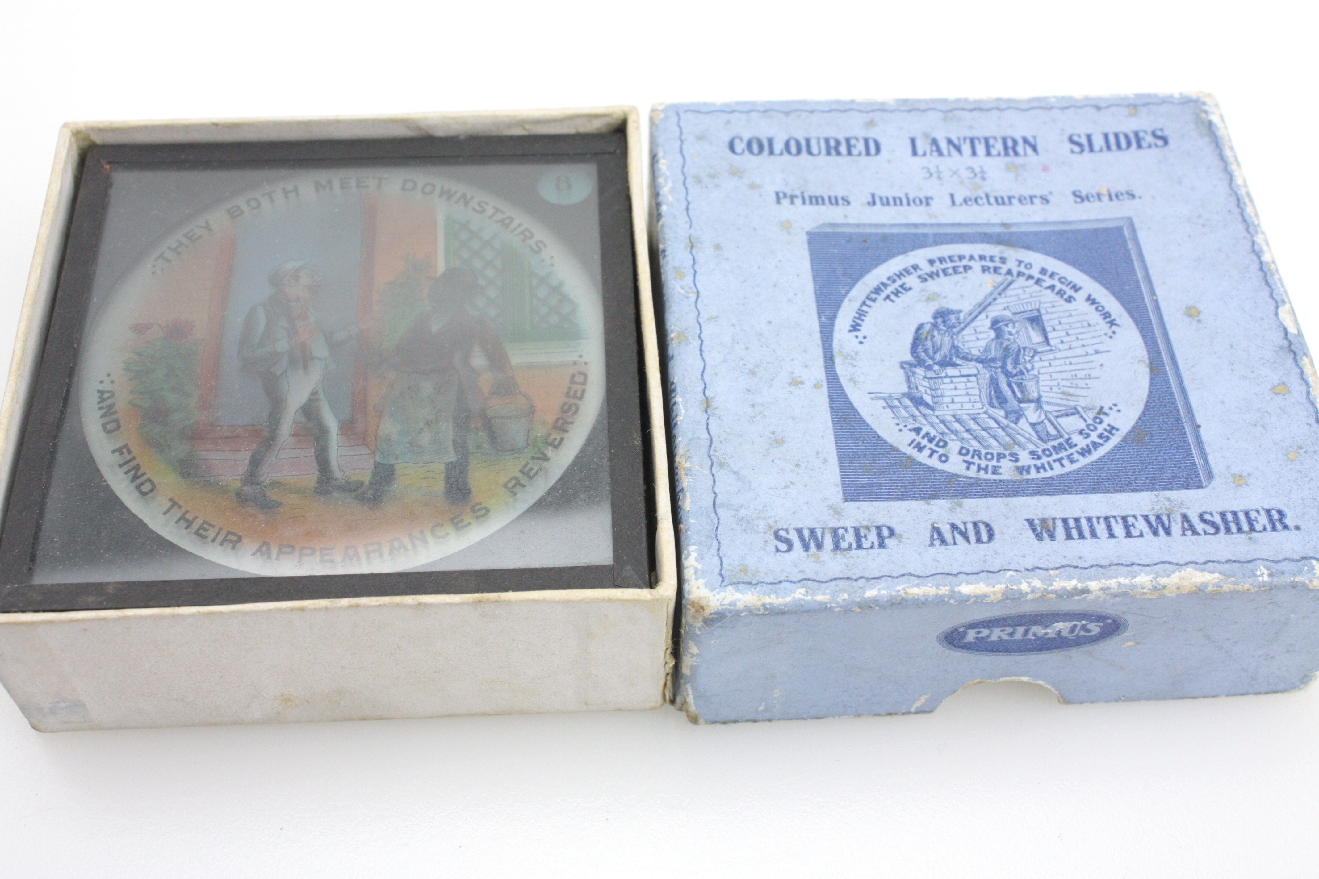8x Boxed Coloured Lantern Slides Sweep And Whitewasher No.500