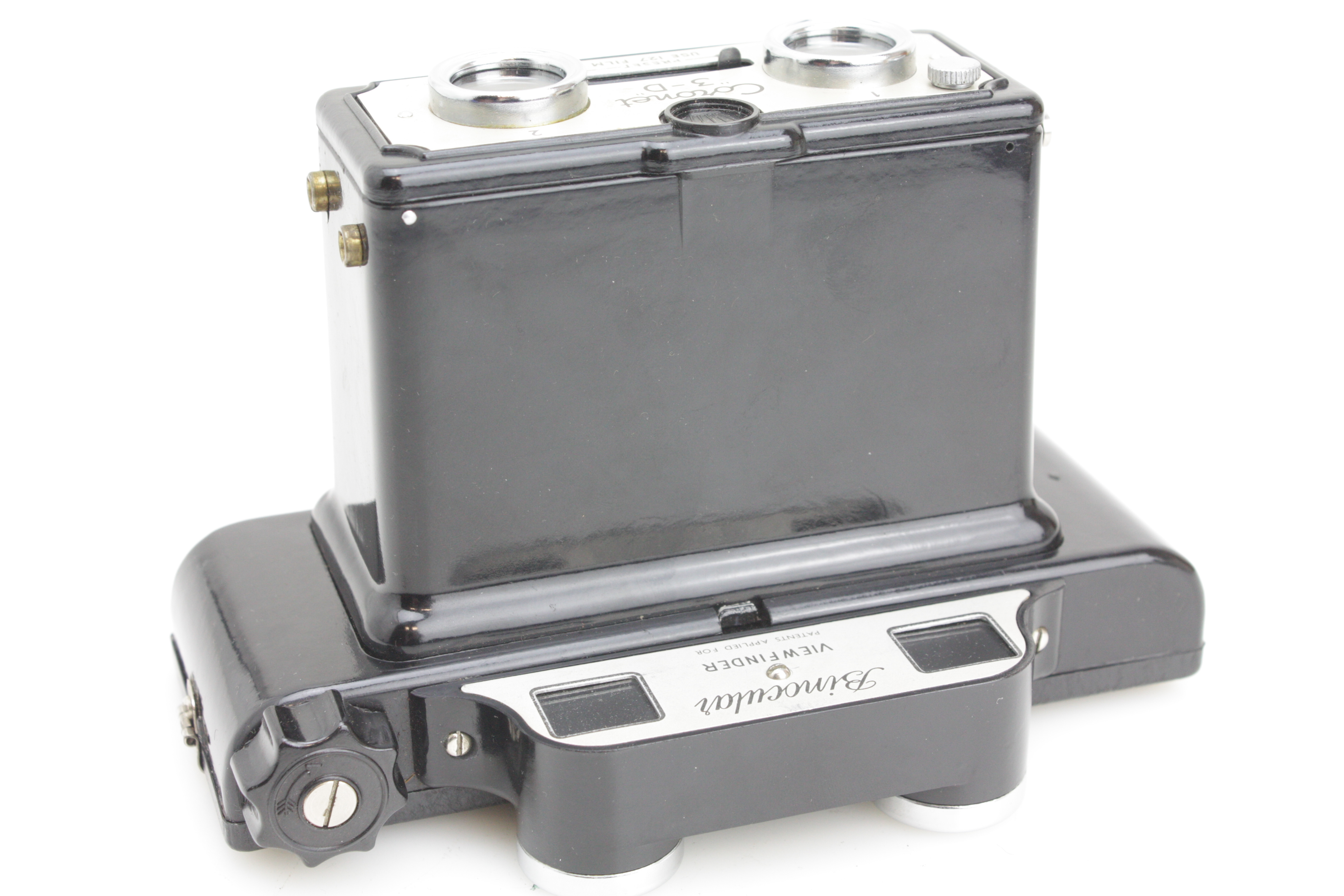 Coronet 3-D 127 film Bakelite Stereo Camera with Binocular Viewfinder & Case - Image 5