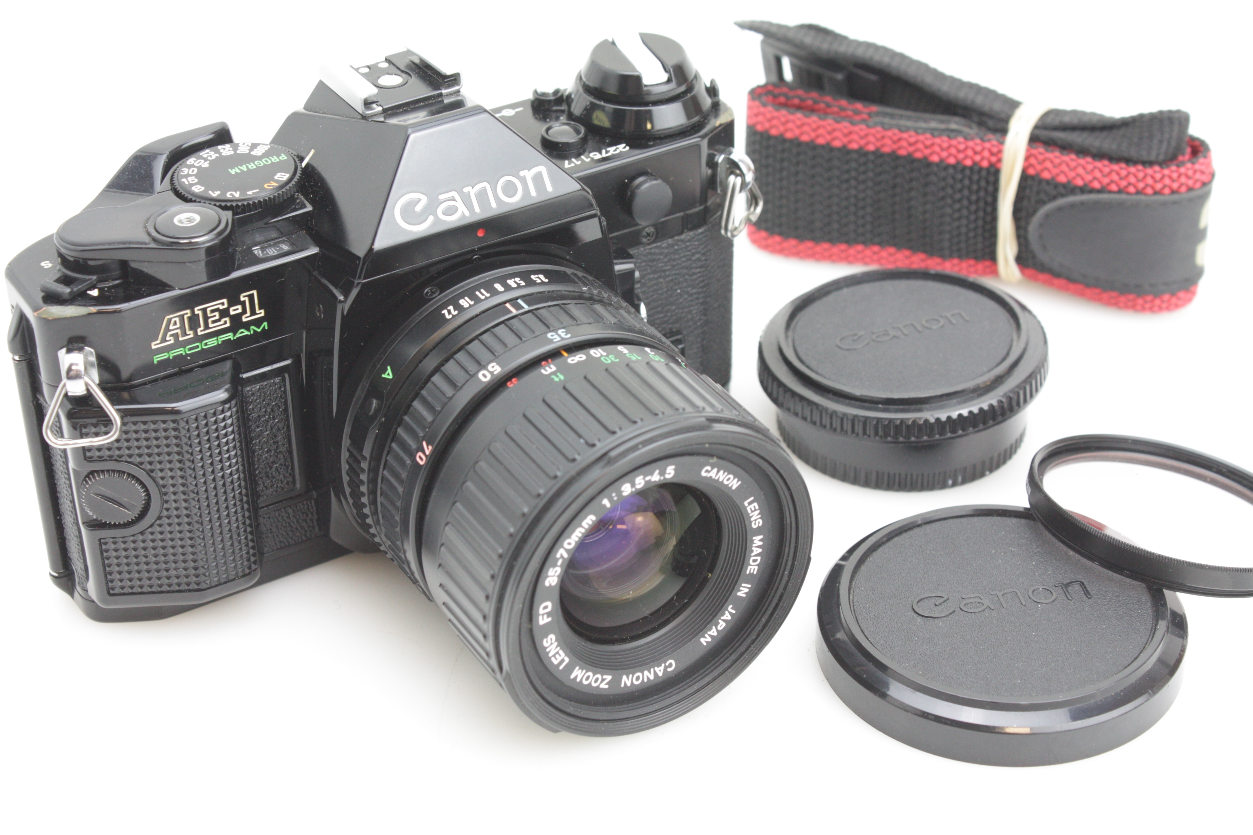 Black Canon AE-1 Program 35mm SLR Camera & 35-70mm Macro Lens