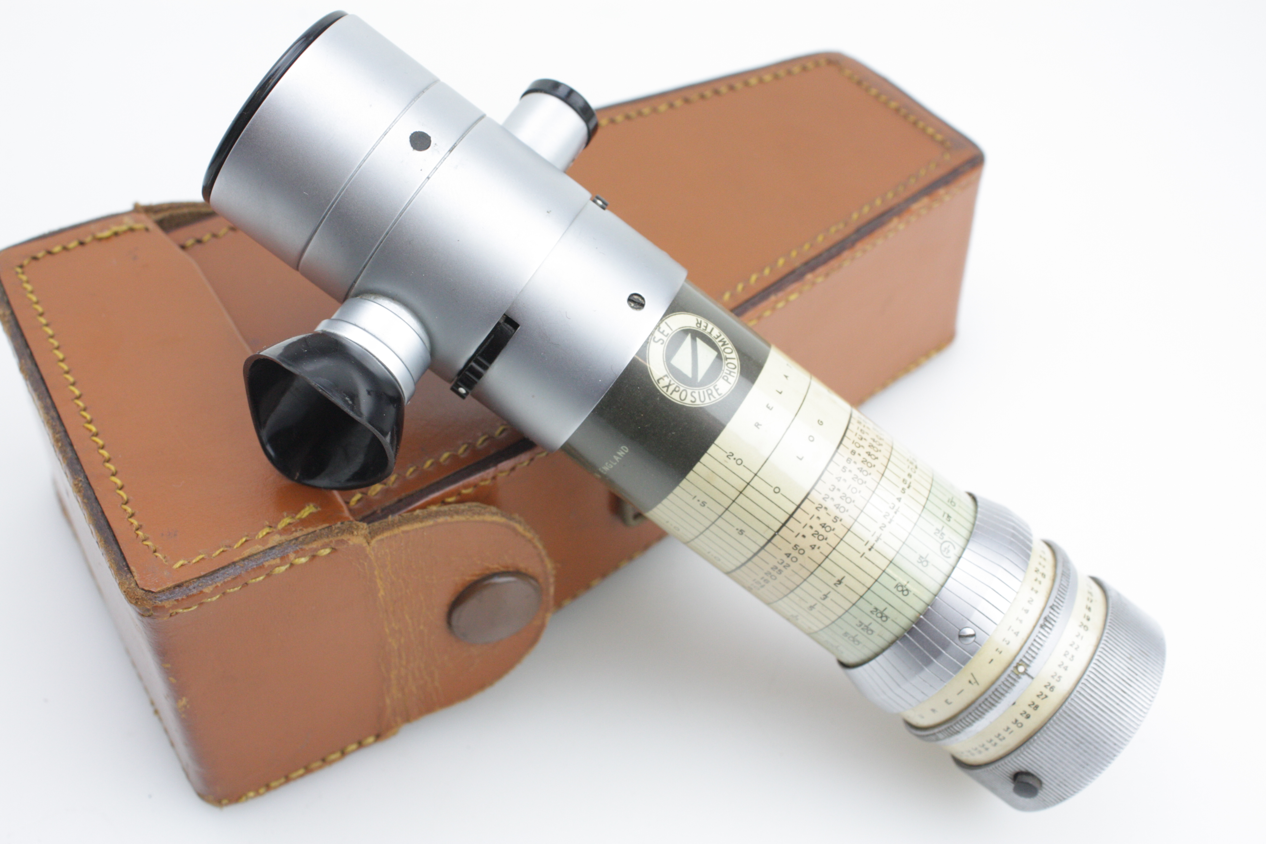 Leather cased SEI Exposure Photometer, Instructions & more papers- working - Image 2