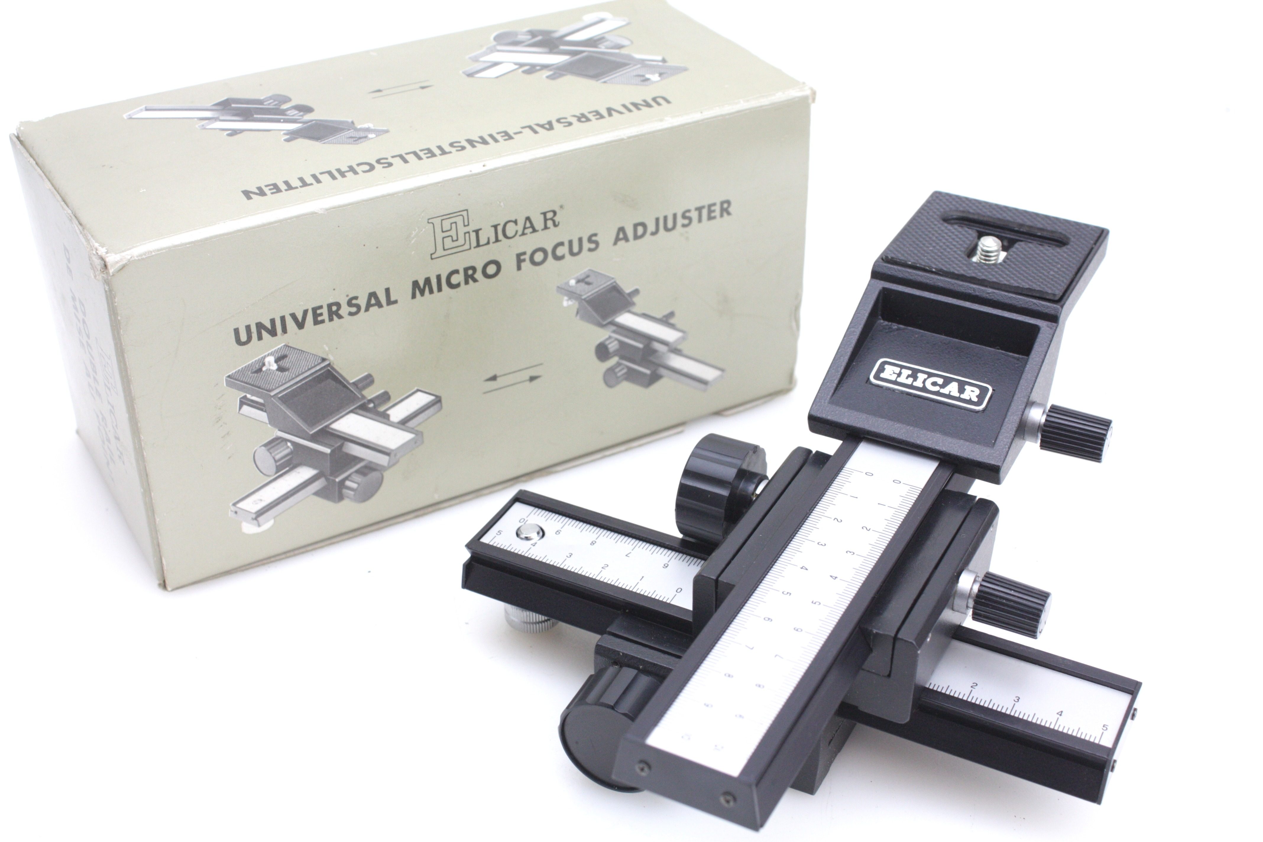 Excellent boxed Elicar UNIVERSAL MICRO FOCUS RAIL ADJUSTER x-y planes