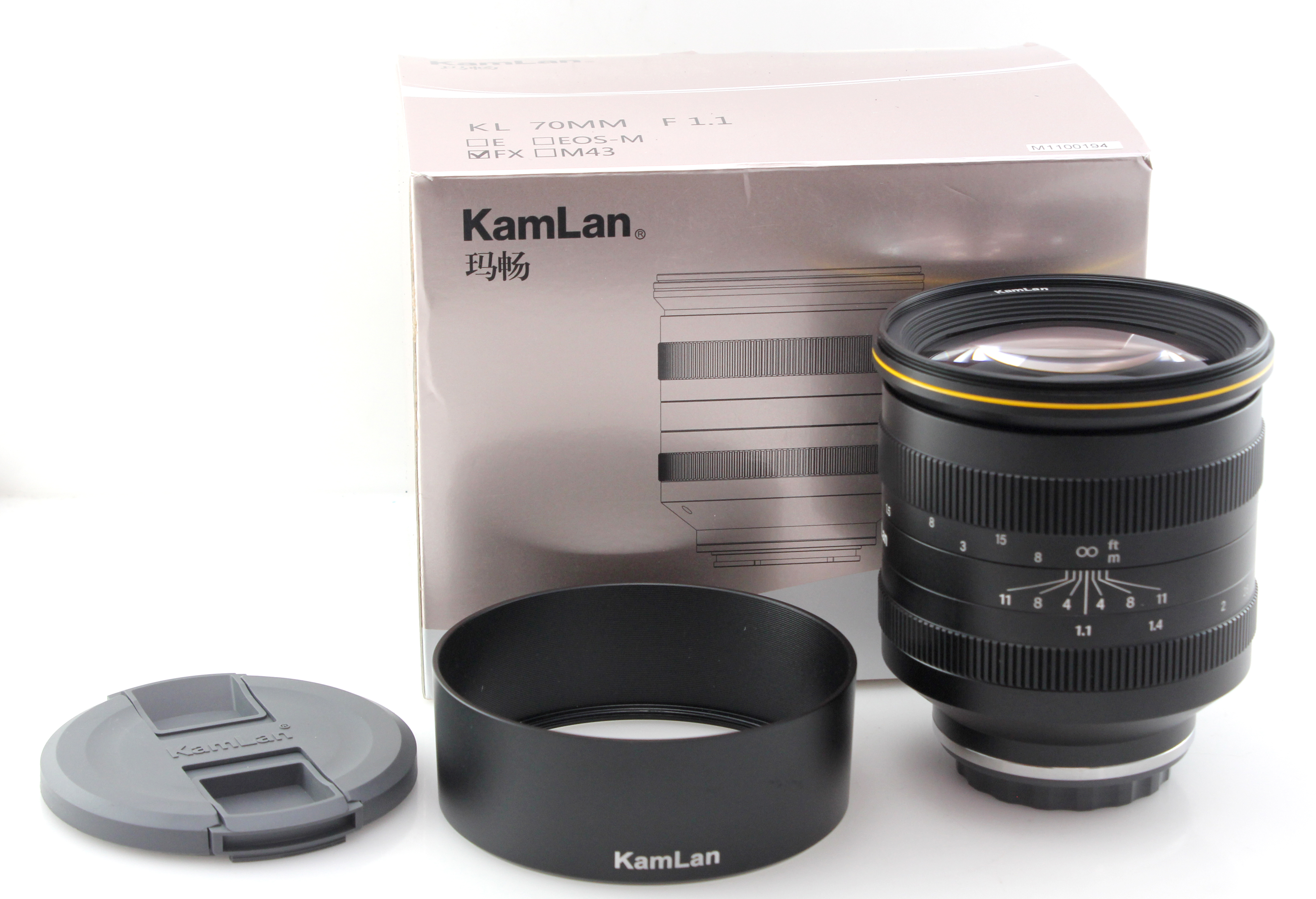 Boxed Kamlan 70mm f1.1 Manual Focus Prime Lens - Fuji X mount - Mint Condition