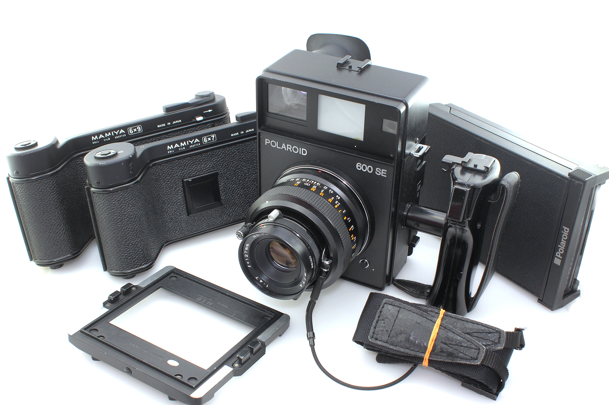 Polaroid 600SE Rangefinder Camera + Mamiya 127mm + a Polaroid and 2x Roll Film Backs