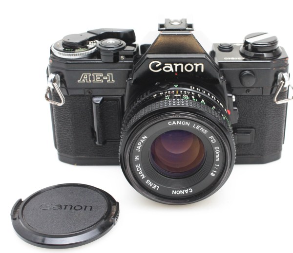 Canon AE-1 AE1 35mm Black SLR Film Camera & 50mm f/1.8 FD Lens