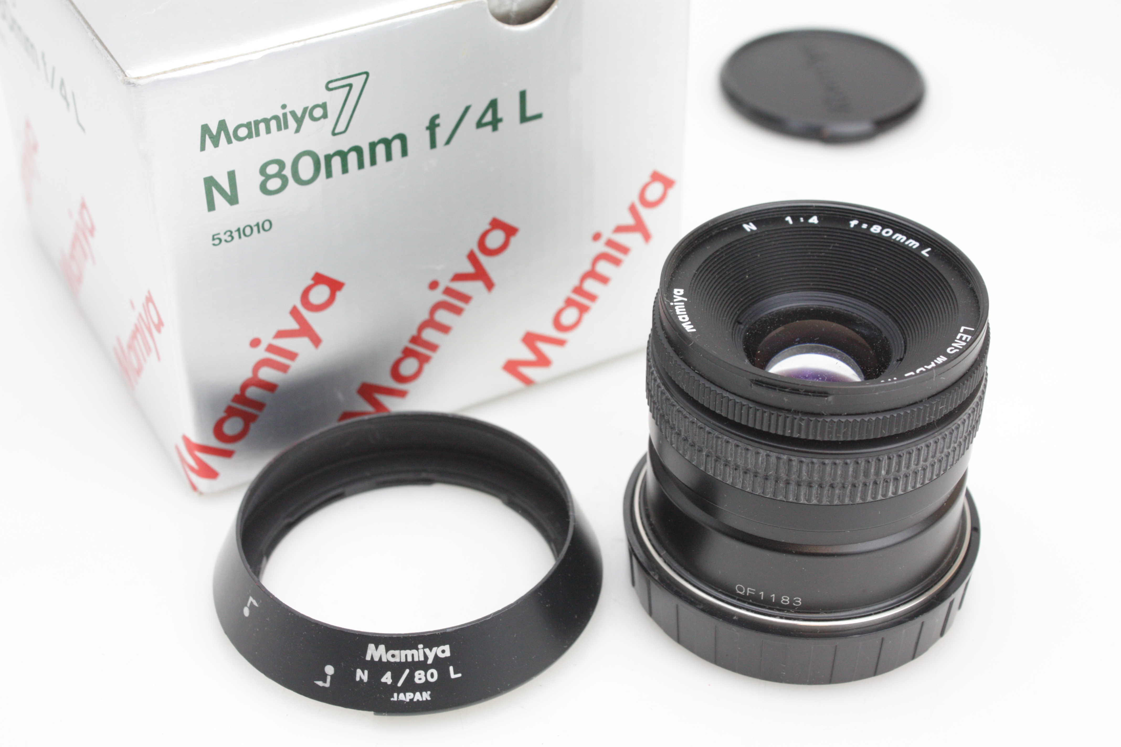 Mamiya N 80mm f/4 Prime Lens, with Hood - For Mamiya 7 - Excellent - Boxed