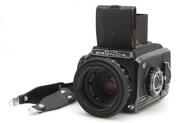 Bronica S2A 6x6 Medium Format SLR Camera, with Nikon 75mm f/2.8 Lens, Hood & Strap