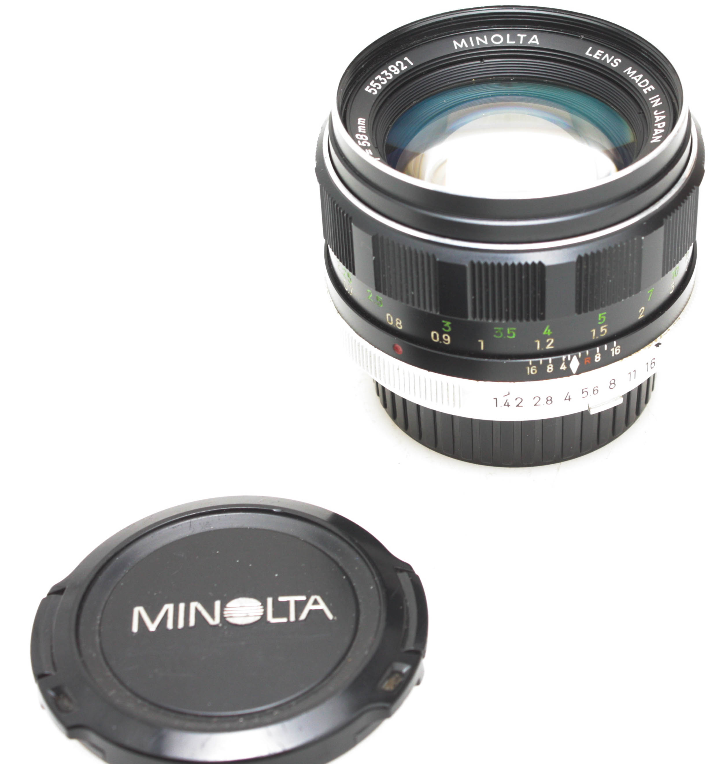 Minolta 58mm f/1.4 MC Rokkor-PF Fast Prime Lens, with Caps - Minolta MD Mount