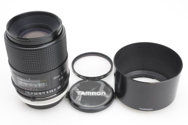 Tamron SP 90mm f/2.5 Macro Lens (52BB), Caps & Hood - Canon FD Adaptall Mount