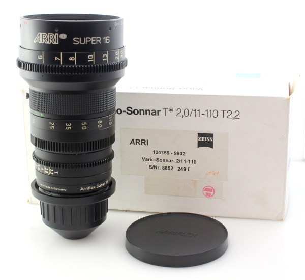 Boxed Carl Zeiss Vario-Sonnar T* 11-110mm T2.2 Cine Zoom Lens - Arriflex B W/ PL Adapter