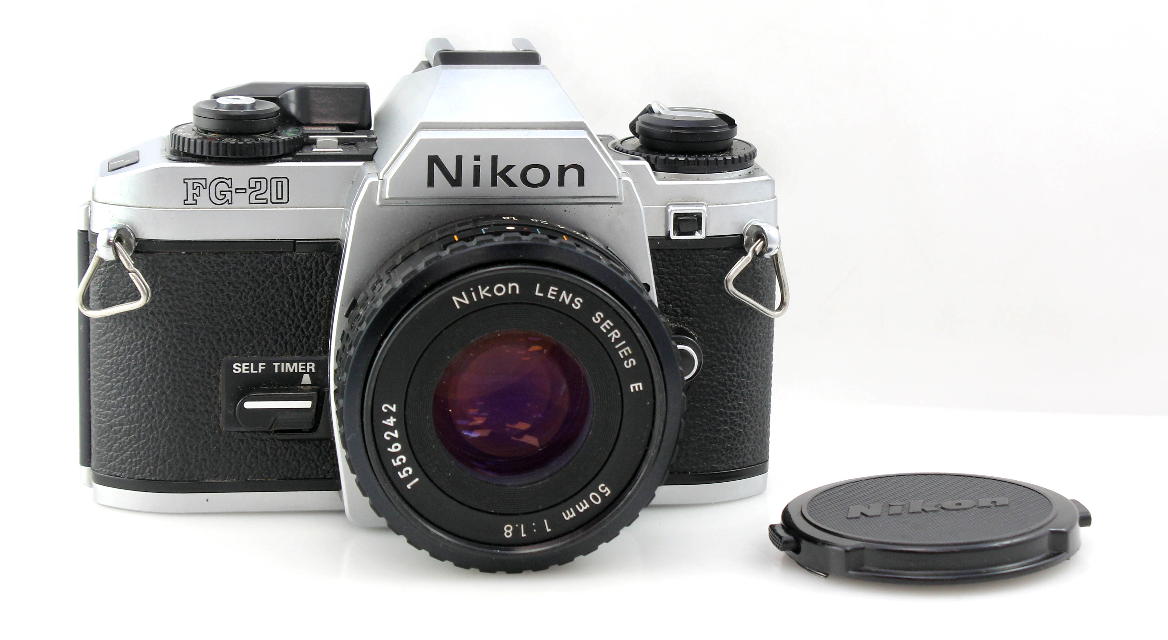 Nikon FG-20 35mm SLR Film Camera with Nikon 50mm F1.8 Lens