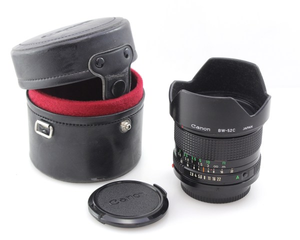 Canon 24mm f/2.8 Wide Angle Lens - FD Mount - Case, Hood and Caps