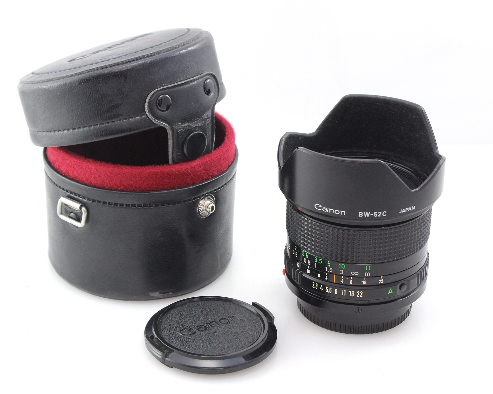Canon 24mm f/2.8 Wide Angle Lens - FD Mount - Case, Hood and Caps