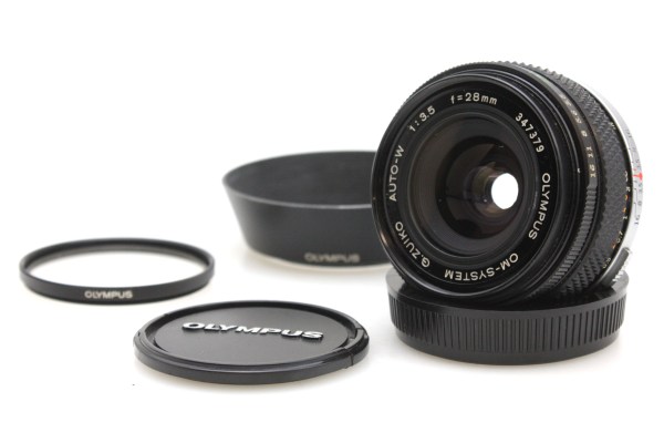 Olympus 28mm f/3.5 Prime Lens, Caps & Hood - OM Mount